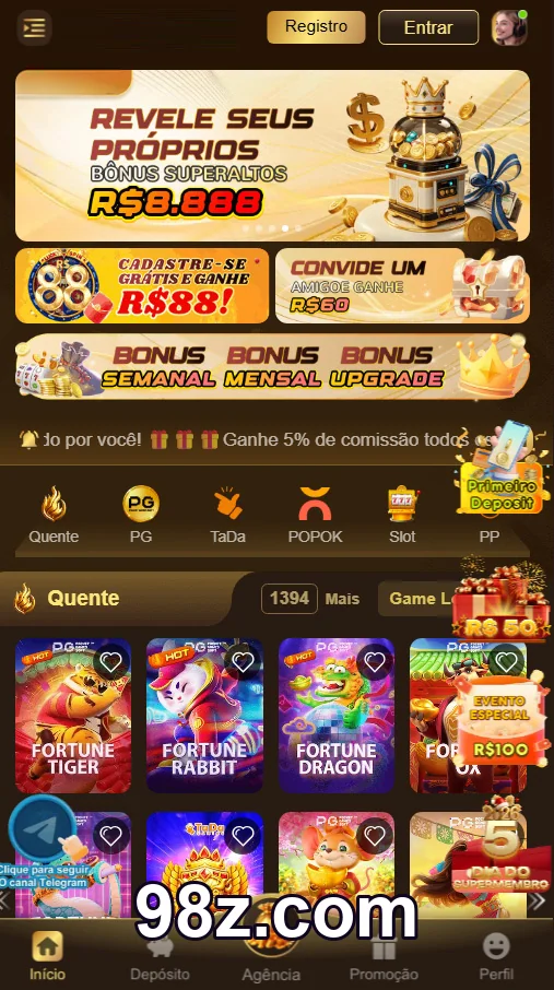 Jogador se divertindo em jogo ao vivo no 98z.com